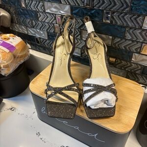 Jessica Simpson Glittery Brown Heels
